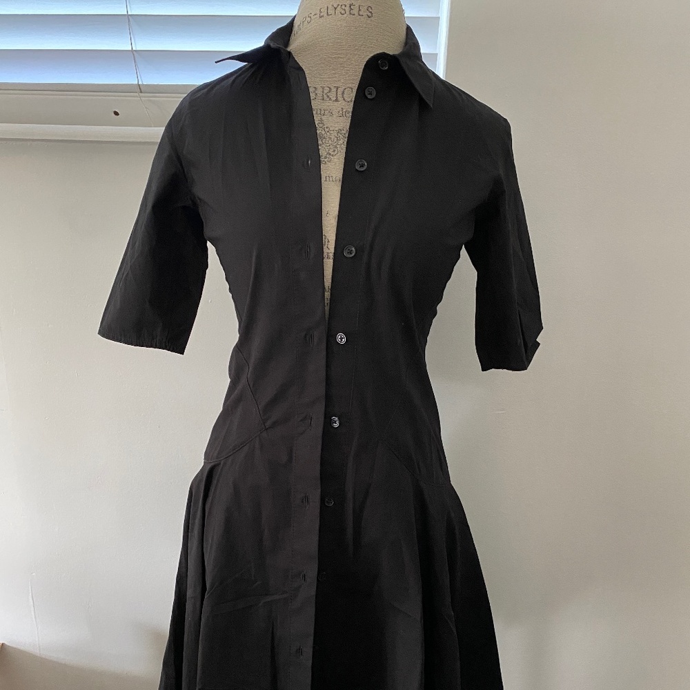Proenza Schouler White Label A Line Black Shirt Dress Flare Midi